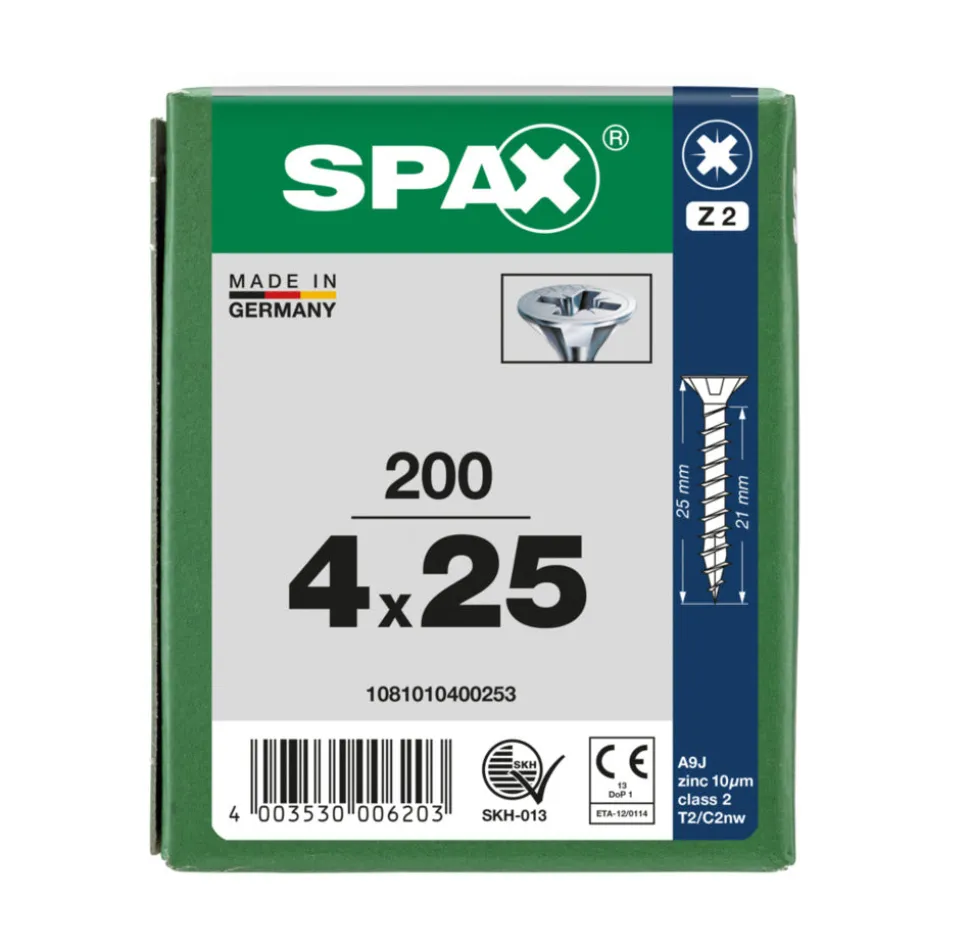 SPAX Universele Schroef Verzinkt VK Voldraad 200st