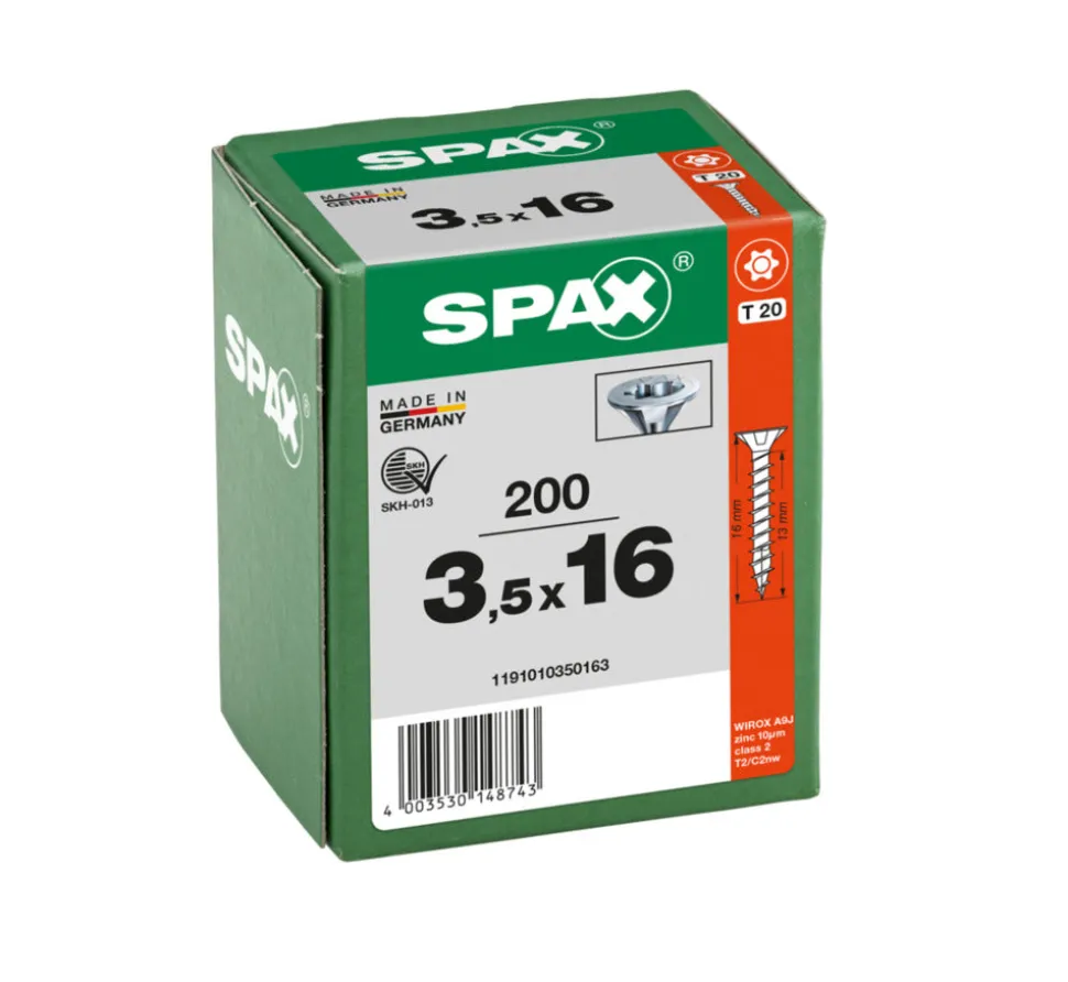 SPAX Universele Schroef Verzinkt VK Voldraad 200st