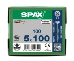 SPAX Universele Schroef Verzinkt VK 5x100mm Deeldraad PZ2 100st