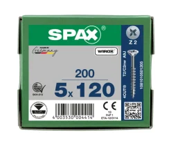 SPAX Universele Schroef Verzinkt VK 5x120mm Deeldraad PZ2 200st