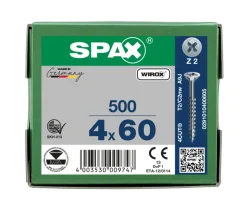 SPAX Universele Schroef Verzinkt VK 4x60mm Deeldraad PZ2 500st