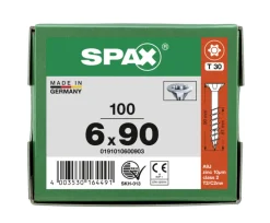 SPAX Universele Schroef Verzinkt VK 6x90mm Deeldraad T-STAR Plus T30 100st