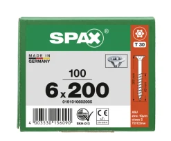 SPAX Universele Schroef Verzinkt VK 6x200mm Deeldraad T-STAR Plus T30 100st