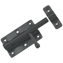 StarX Deurgrendel Met Ronde Schoot Sluitlus En Sluitplaat Zwart Gelakt 90x65mm