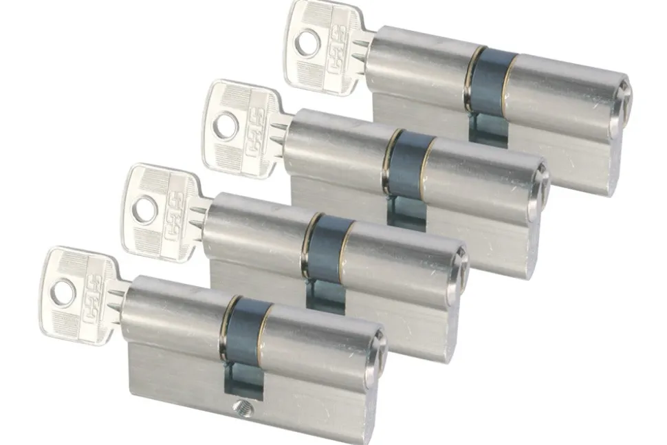 StarX Profielcilinder Vernikkeld 60mm Gelijksluitend SKG2 4stuks