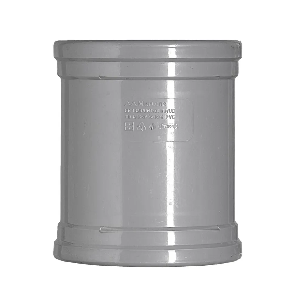 Steekmof PVC 2x manchetmof Ø 110 mm KOMO-keur
