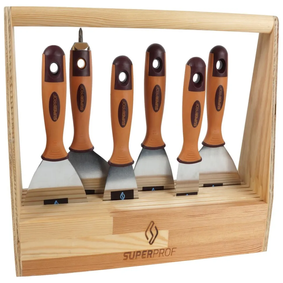 Super Prof Gereedschapsbak Hout Met Spachtel- En Plamuurmessen