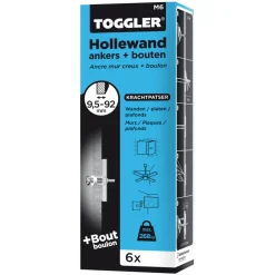 Toggler Hollewandanker Met Bout Plaatdikte 10-92mm M6 6st