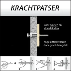 Toggler Hollewandanker Met Bout Plaatdikte 10-64mm M8 4st