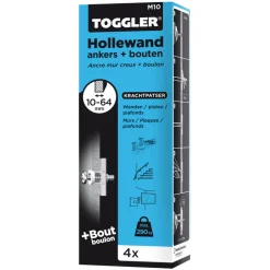 Toggler Hollewandanker Met Bout Plaatdikte 10-64mm M10 4st