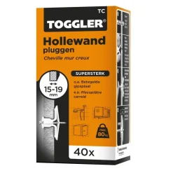 Toggler Hollewandplug TC Polypropyleen Wanddikte 15-19mm 40st