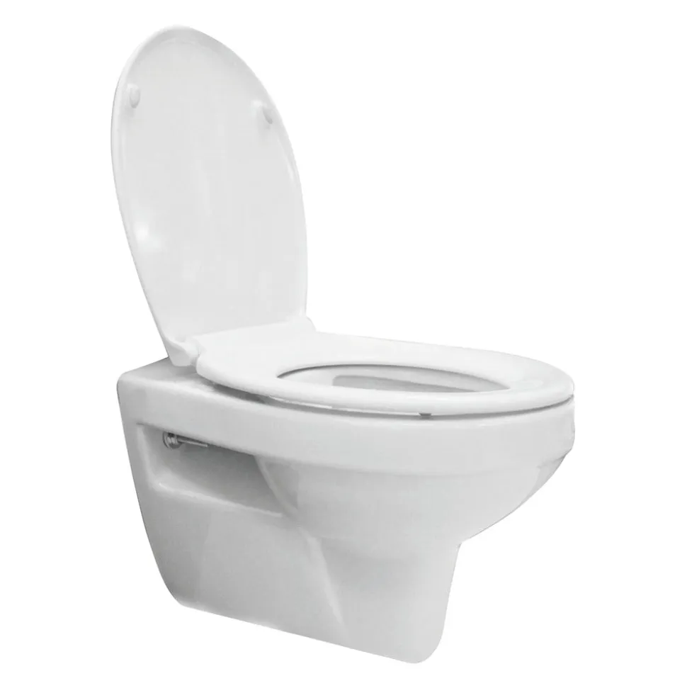 Trevi Wandcloset met Toiletzitting Randloos Diepspoel Glanzend Wit 53cm
