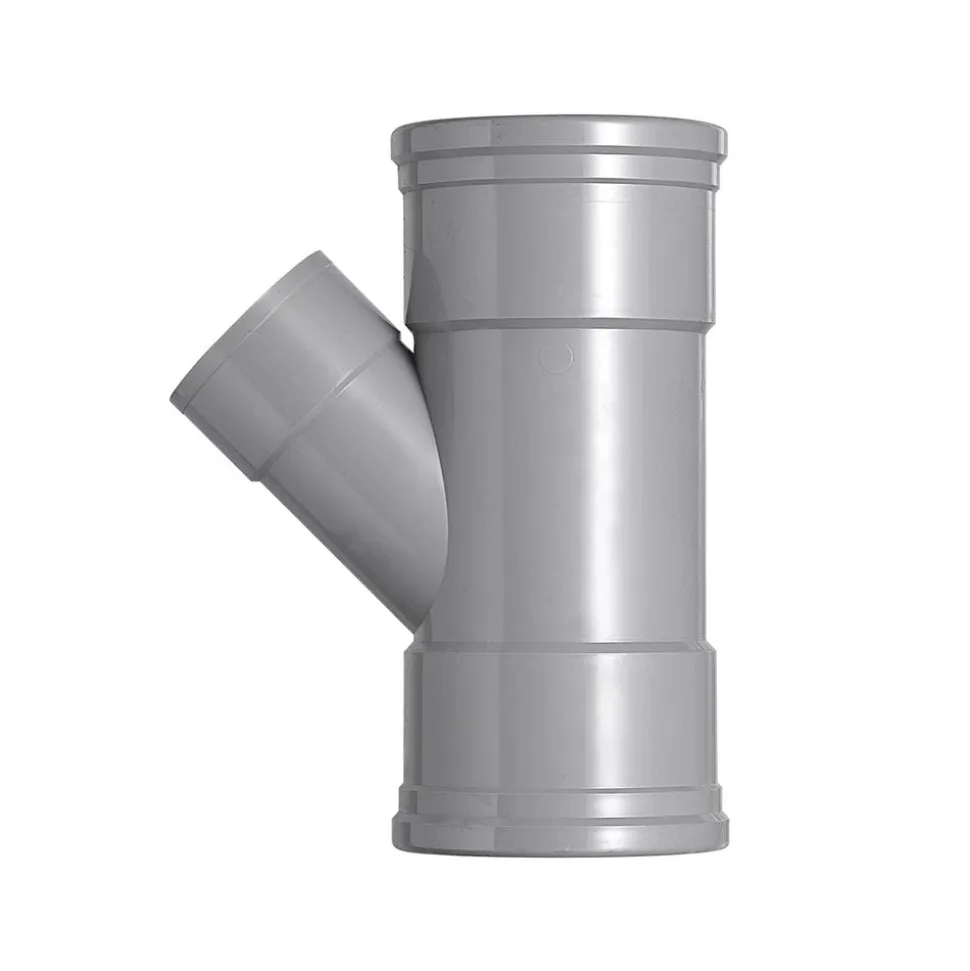 T-Stuk PVC 3x manchetmof Ø 125x110 mm 45° KOMO-keur