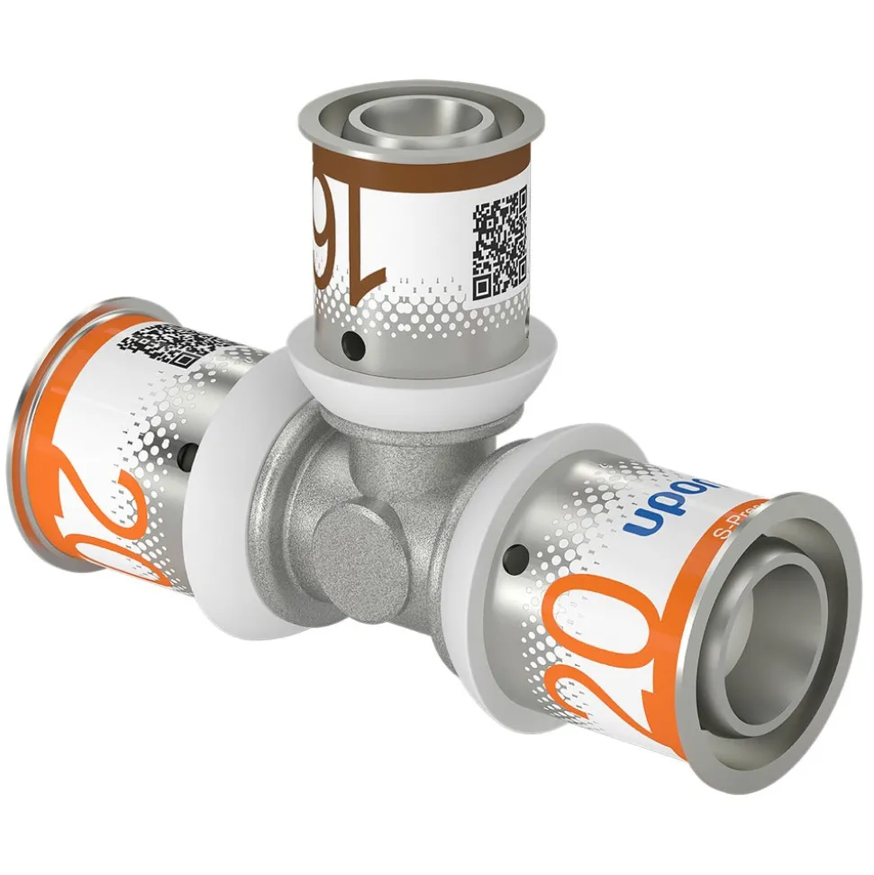 Uponor Pers T-stuk messing 20x16x20 mm 2 stuk