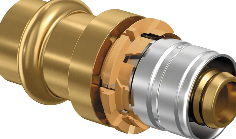 Uponor S-Press Overgangskoppeling edelstaal koper met perscontour V 20-22CU-S ST