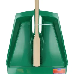 Vero stoffer en blik groen kunststof met houten veger en  PPN vulling XL