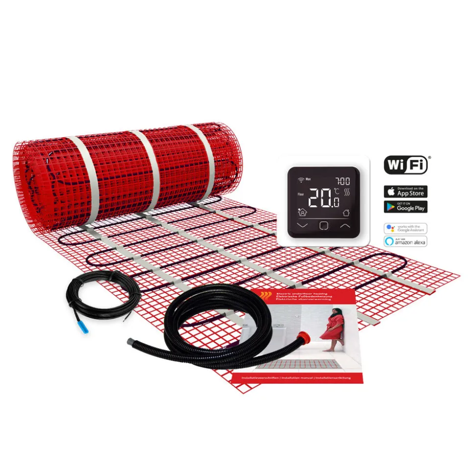 Vloerverwarmingsset Elektrisch Incl WiFi Thermostaat 300W 2m²