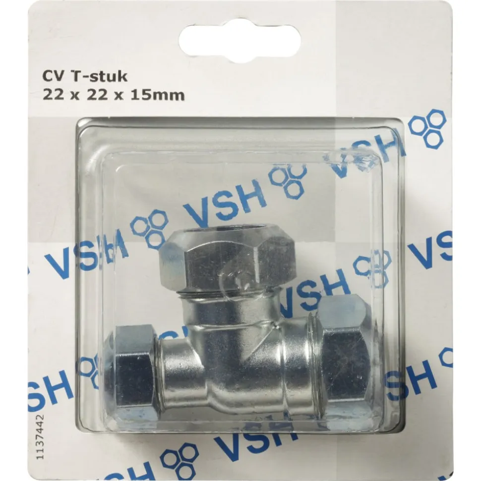 VSH T-Stuk CV Chroom 22x22x15mm