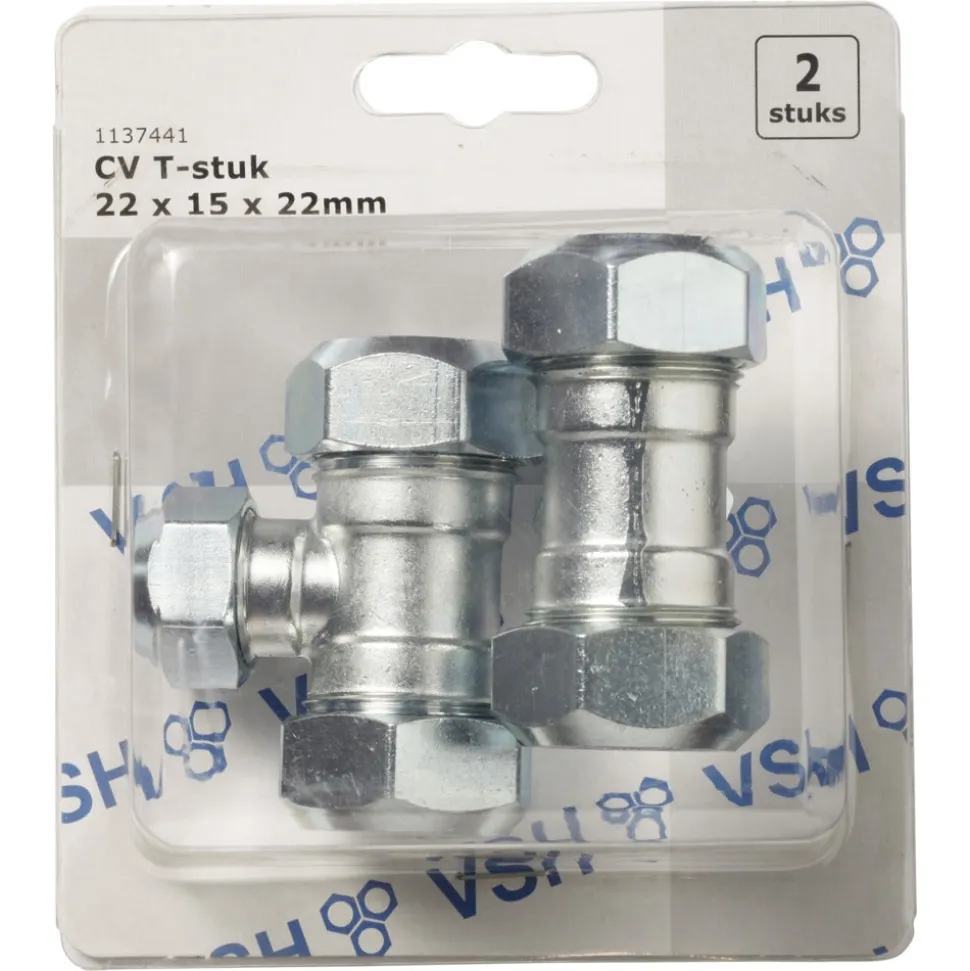 VSH T-Stuk CV Chroom 22x15x22mm 2st