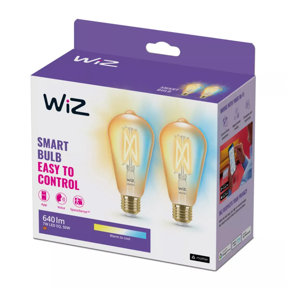 WiZ Led Lamp Edison Filament E27 50W Wit 2st