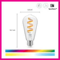 WiZ Slimme LED-Lamp E27 40W Edison Filament Gekleurd en Wit Licht Transparant