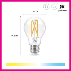 WiZ Slimme LED-Lamp E27 60W Filament A60 Warm tot Koelwit Licht Transparant