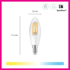 WiZ Slimme LED-Lamp E27 60W Filament C35 Warm tot Koelwit Licht Transparant