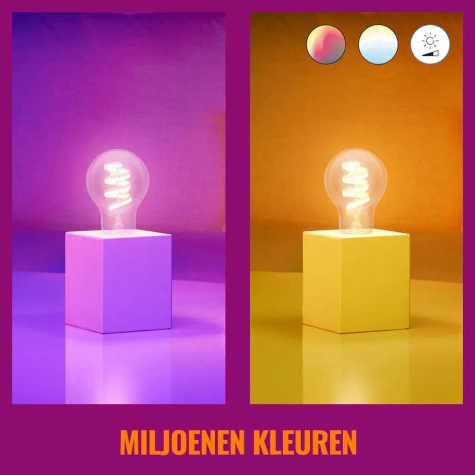 WiZ Slimme LED-Lamp E27 40W Filament A60 Gekleurd en Wit Licht Transparant