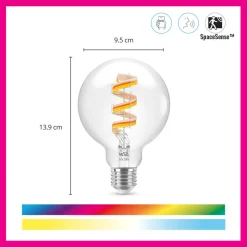WiZ Slimme LED-Lamp E27 40W Globe Filament G95 Gekleurd en Wit Licht Transparant
