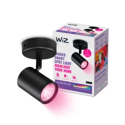 WiZ Slimme LED-Opbouwspot Draaibaar 5W Gekleurd en Wit Licht Imageo Zwart