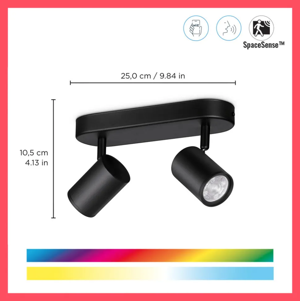 WiZ Slimme LED-Opbouwspot Draaibaar 5W Gekleurd en Wit Licht Imageo Zwart 2st