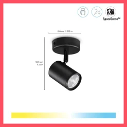 WiZ Slimme LED-Opbouwspot Draaibaar 5W Warm tot Koelwit Licht Imageo Zwart