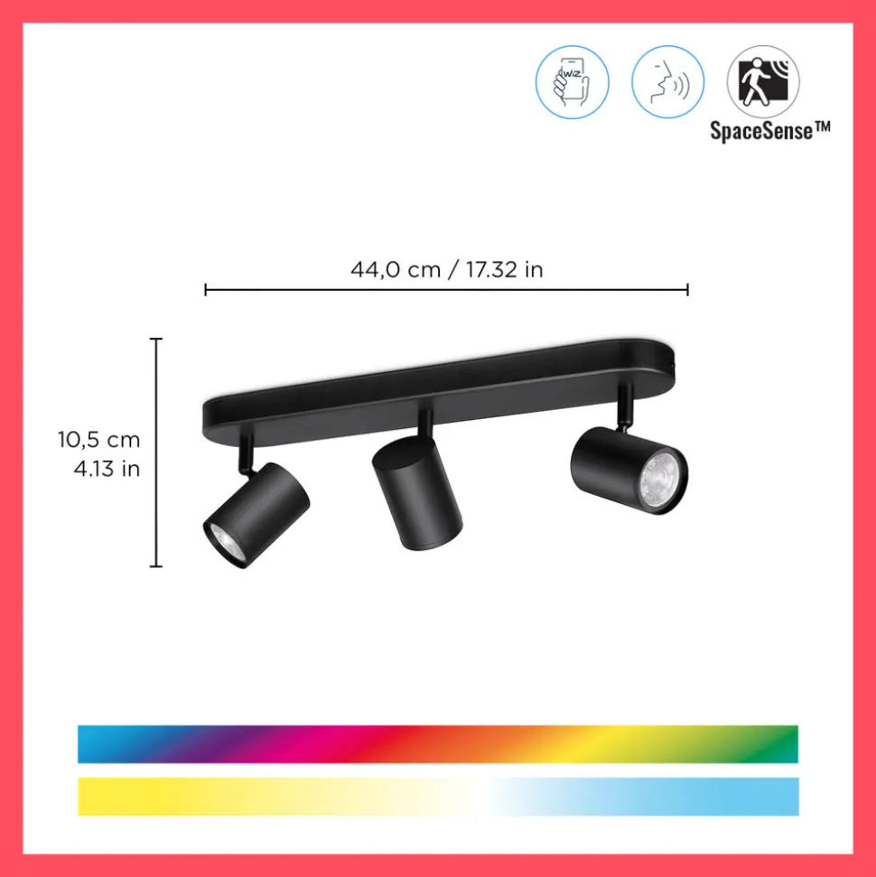 WiZ Slimme LED-Opbouwspot Draaibaar 5W Gekleurd en Wit Licht Imageo Zwart 3st