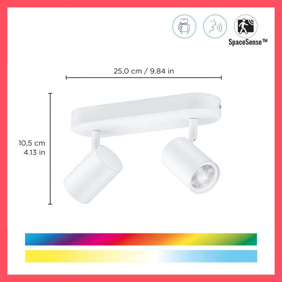 WiZ Slimme LED-Opbouwspot Draaibaar 5W Gekleurd en Wit Licht Imageo Wit 2st