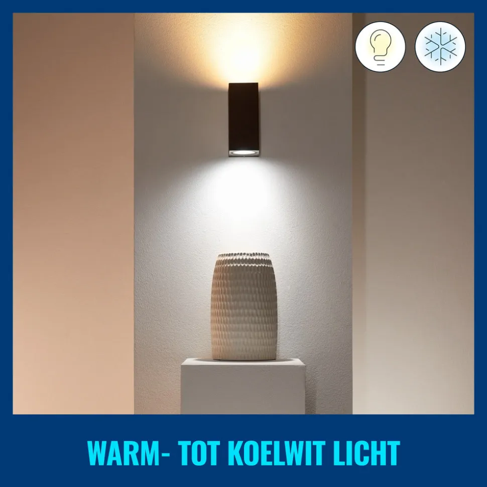 WiZ Slimme LED-Wandlamp Up and Down GU10 5W Gekleurd en Wit Licht Zwart 2st