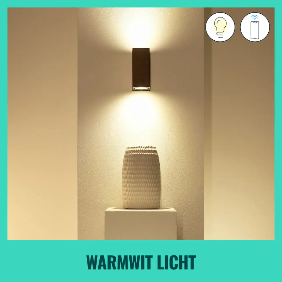 WiZ Slimme LED-Wandlamp Up and Down GU10 5W Gekleurd en Wit Licht Zwart 2st