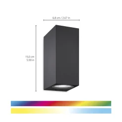 WiZ Slimme LED-Wandlamp Up and Down GU10 5W Gekleurd en Wit Licht Zwart 2st