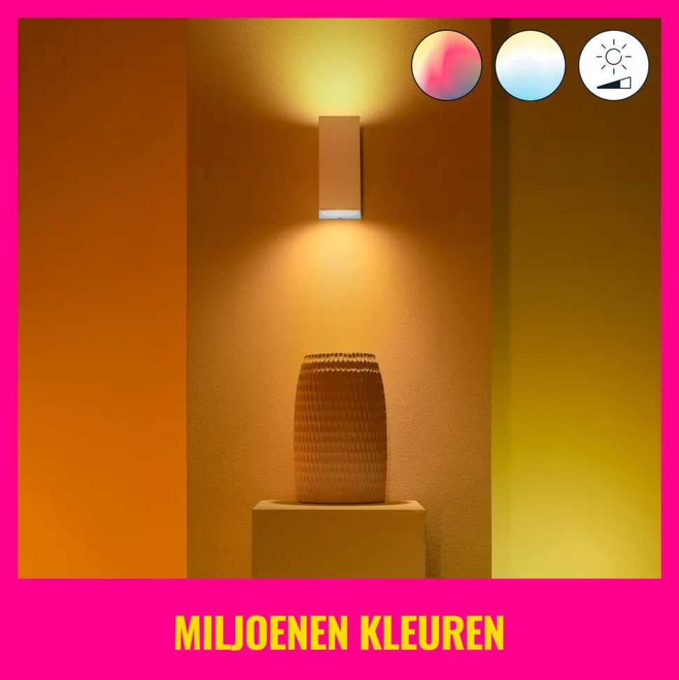 WiZ Slimme LED-Wandlamp Up and Down GU10 5W Gekleurd en Wit Licht Wit 2st