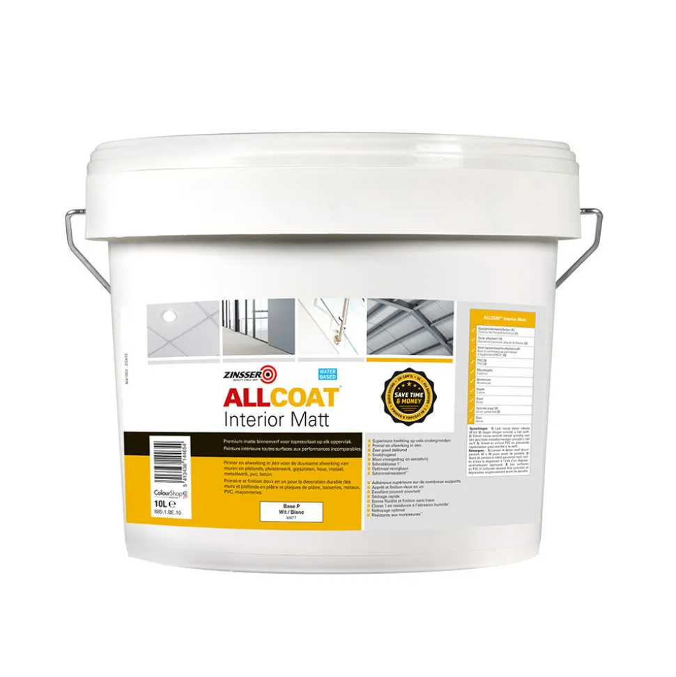 Zinsser Allcoat Interior Mat Wit/Base P 10L