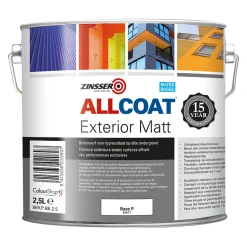 Zinsser Muurverf Allcoat Exterior Mat Wit/Base P 2,5L